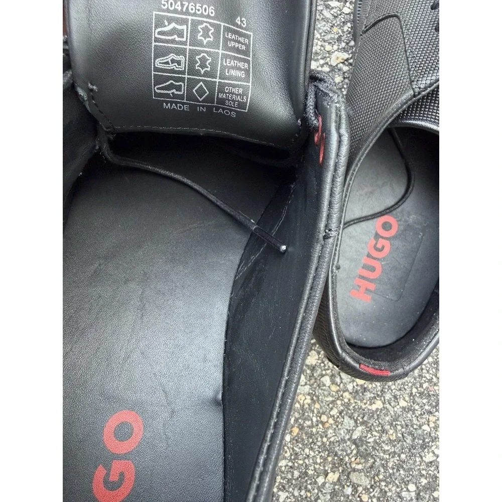 HUGO Boss Men's Black Textured Leather Lace Up Shoes EU 43 Dress Casual 50476506